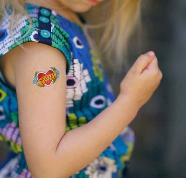 girl with fake mom tattoo