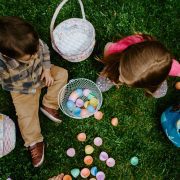 Plastic Easter eggs with prayer notes inside for a faith based Easter activity for kids.