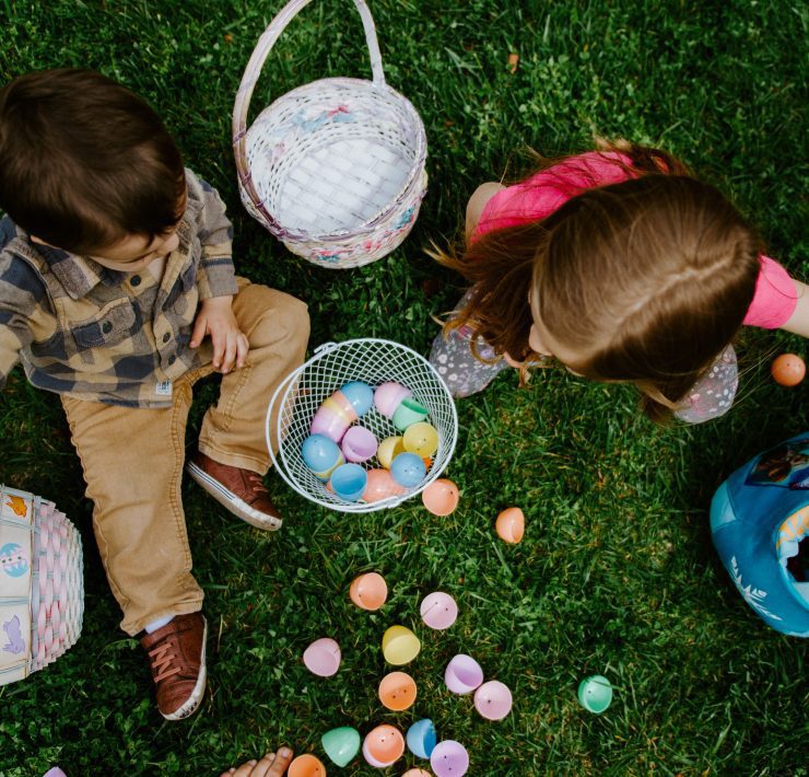 Plastic Easter eggs with prayer notes inside for a faith based Easter activity for kids.