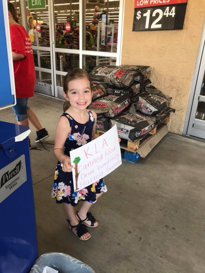Sophie volunteered at the Neighborhood Walmart on Richmond road for the Klondike Leadership Academy collecting food for Harvest Texarkana.