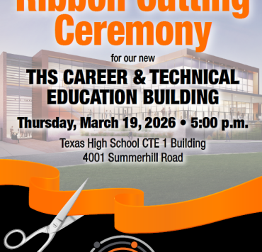 Texas High School CTE Innovation Center building during ribbon cutting celebration in Texarkana.
