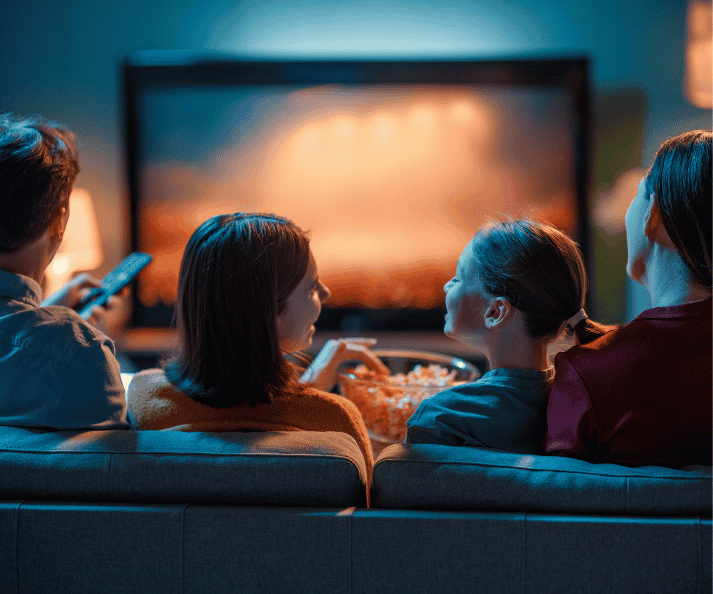 family watching movies together